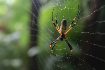 spider are on spider web close up view 
