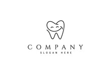 Smile Teeth Logo In Line Art Design Style