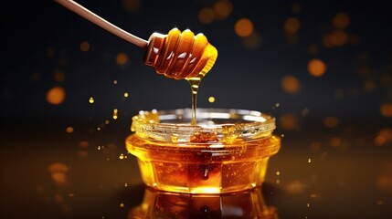 Canvas Print - honey dripping from a glass