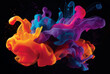 Swirling liquid flow with color blending on a black background.