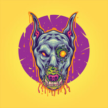Horror Zombie Dog Abstract Ornament Vector Illustrations For Your Work Logo, Merchandise T-shirt, Stickers And Label Designs, Poster, Greeting Cards Advertising Business Company Or Brands.