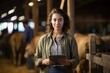 © Attasit - Asian farmer, Female is working with a tablet computer in a cow barn