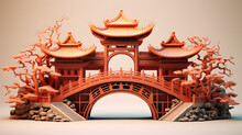 3d Illustration Of Chinese Temple And Building