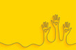 © starlineart - line style volunteer group raising hand up with heart