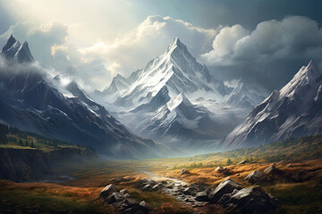 Beautiful mountain landscape view for wallpaper, background and zoom meeting background