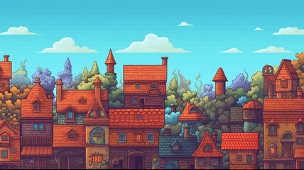 Wall Mural - Nice Pixel Art Seamless Background