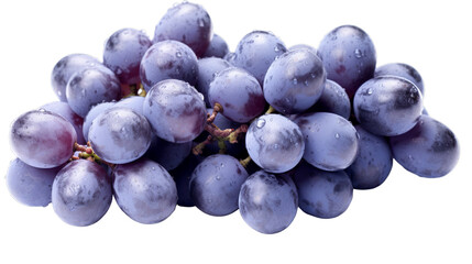 Bunch of blue grapes dry isolated on transparent background, Generative ai