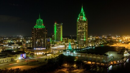 Wall Mural - Downtown Mobile, Alabama riverside skyline at night