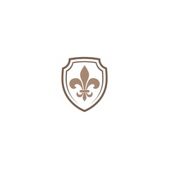 shield with fleur de lis icon isolated on white background