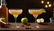 apple cider margarita infused with brown sugar and spices, a delightful autumnal cocktail. A seasonal fusion of flavors, generative AI.