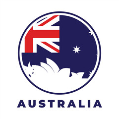 Australian Flag in Sydney Opera House SilhouettevShape Vector Logo