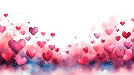 Wall Mural - Watercolor drawing of pastel pink hearts on a transparent background in png, Valentines Day concept