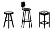 Chair icons set. Black silhouette of stool icon in flat style on white background. Vector illustration.