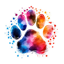 Abstract Colorful Background, Paw Print Of A Dog
