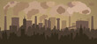 Air pollution. Polluted air in the city. Air pollution. Pollution problem. Vector flat illustration.