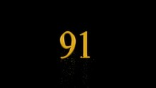 Golden Number 91 With Gold Particles And Alpha Channel