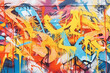 Abstract colorful spray painted vandalized ghetto graffiti tagged wall background