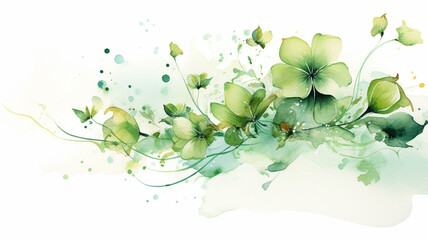 Wall Mural - Fantastic Green Watercolor Floral Element