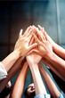 © Рика Тс - Teamwork concept with employees united hands.