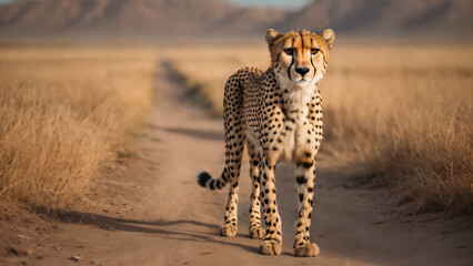 Wall Mural - cheetah in the savannah , nature wildlife photography