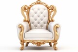 Fototapeta  - 
Work of an Upholsterer white leather armchair with gold decoration Generative Ai