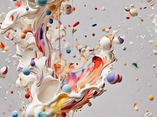 Wall Mural - The art of dripping and pouring colorful, beautiful and artistic paint.