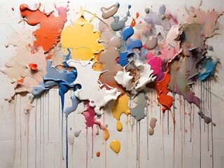 Wall Mural - The art of painting and dripping colorful paints is beautiful and artistic.