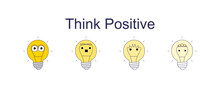 Think Positive Over Pink Background Vector, Editable Strok.