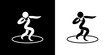 Pictogrammes représentant la compétition du lancer de poids, une des disciplines des sports d’athlétisme.