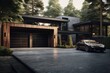 Driveway and garage at a modern house