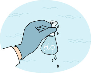 Wall Mural - researcher hold tube with water sample