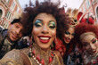 Black woman having fun at carnival venice event