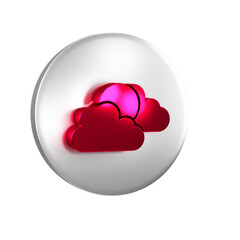 Poster - Red Sun and cloud weather icon isolated on transparent background. Silver circle button.