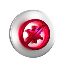 Wall Mural - Red Protest icon isolated on transparent background. Meeting, protester, picket, speech, banner, protest placard. Silver circle button.