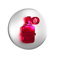 Wall Mural - Red Hand grenade icon isolated on transparent background. Bomb explosion. Silver circle button.