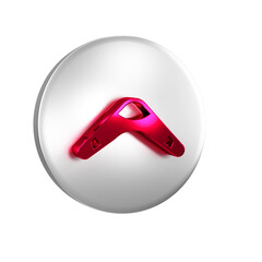 Sticker - Red Boomerang icon isolated on transparent background. Silver circle button.