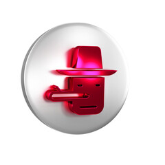 Sticker - Red Pinocchio icon isolated on transparent background. Silver circle button.