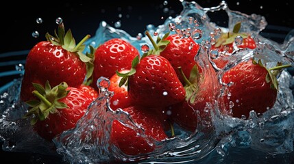 Sticker -  a close up of strawberries in a bowl of water with a splash of water on the side of the bowl.  generative ai