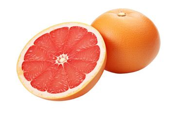 Canvas Print - Fresh Grapefruit and Segments on a Clean White Background