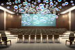Universität  Hörsaal mit schwebenden transparenten Blasen