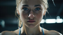 Close-up Of A Gymnasts Focused Face As She Prepares For A Dismount