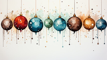 Wall Mural - Colorfull watercolor christmas card