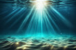 Hintergrund Unterwasser Welt mit Sonnenstrahlen auf der Wasseroberfläche Hintergrund