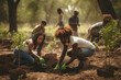 Black people planting trees, AI generated
