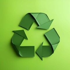 Sticker - recycling symbol with green color over yellow background 3d illustration royalty photo