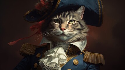 Wall Mural - King royal person cat oil painting style portrait wallpaper background