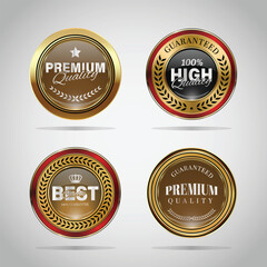 Luxury golden badges and labels. Retro vintage circle badge design