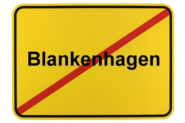 Illustration eines Ortsschildes der Gemeinde Blankenhagen in Mecklenburg-Vorpommern