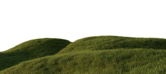 Sticker - Hills with grass on a transparent background. 3D rendering.