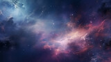 Fototapeta Kosmos - Magical Universe background, purple and blue space panorama filled with stars, stardust, nebula and galaxy